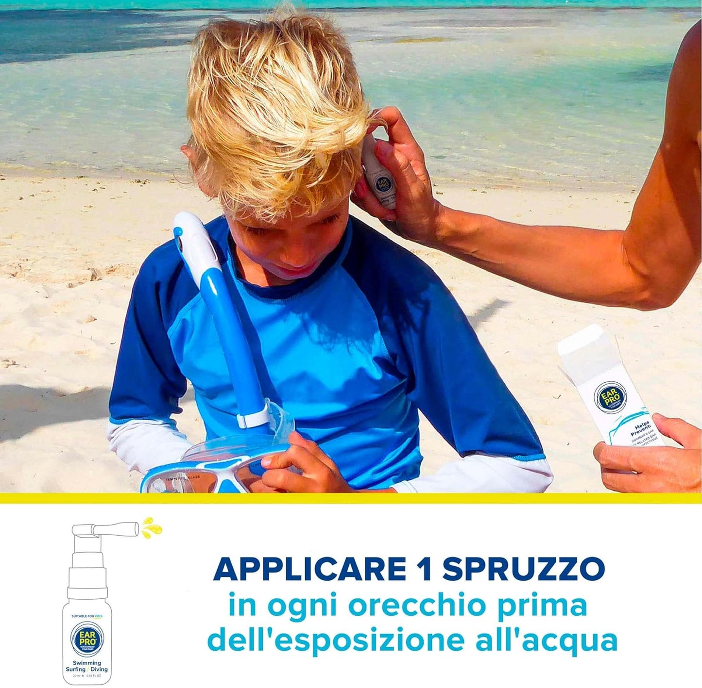 Ear Pro Spray Naturale Protettivo Orecchie - Previene le infezioni causate dall'acqua 20 ml - 200 applicazioni